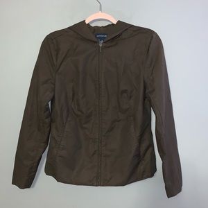 Ann Taylor Hooded Rain Jacket in Brown Size S